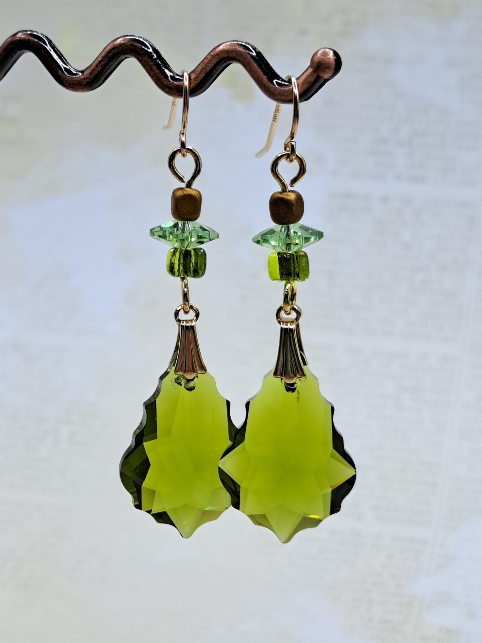 Emerald Green Swarovski Crystal Drop Earrings